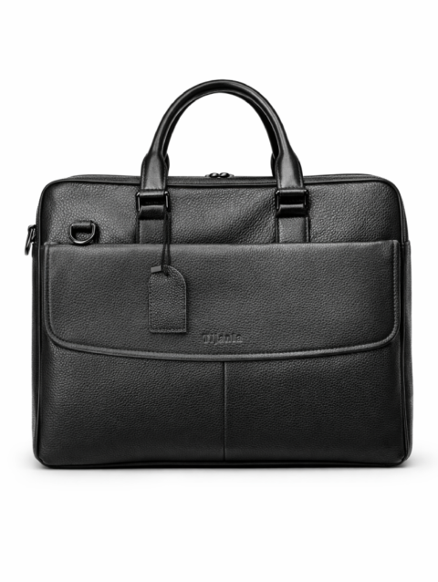 Tijania Classic Leather Briefcase – Black Edition