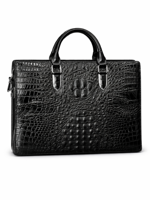 Tijania Croco Luxe Leather Briefcase – Black Edition